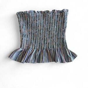 Idem Ditto‎ S Multi Color Ruffle Tube Top Y2K Indie Sleek 100% Cotton